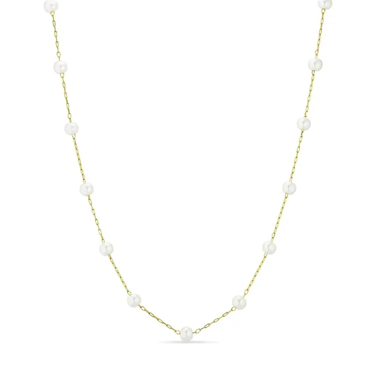 Kollektionsprov pärla halsband i förgyllt stål 41+5 cm x 4,2 mm  - OCEANA