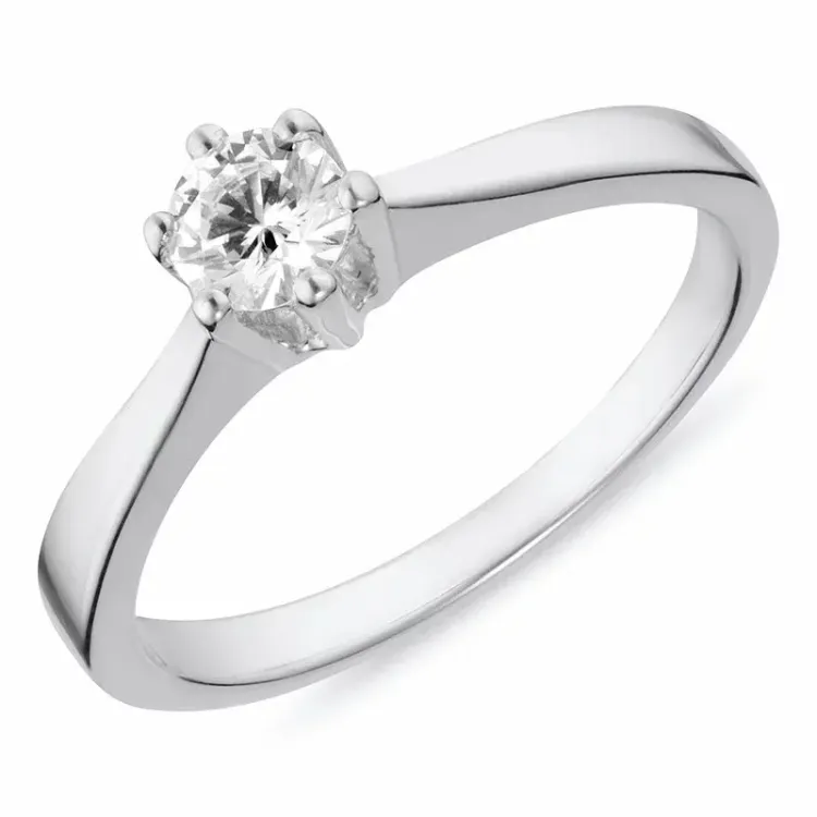 Kollektionsprov vit zirkon solitärring i rhodinerat silver
