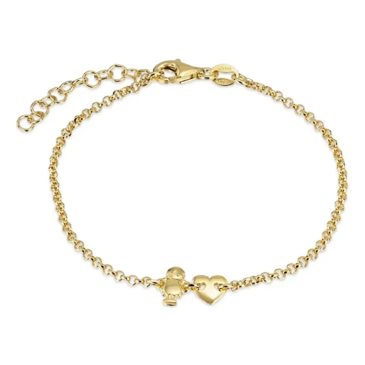 Kollektionsprov familj armband i förgyllt silver med Hjerte - Dotter i förgyllt silver