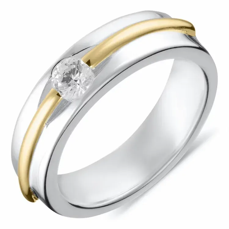 Kollektionsprov vit zirkon ring i silver med 8 karat guld