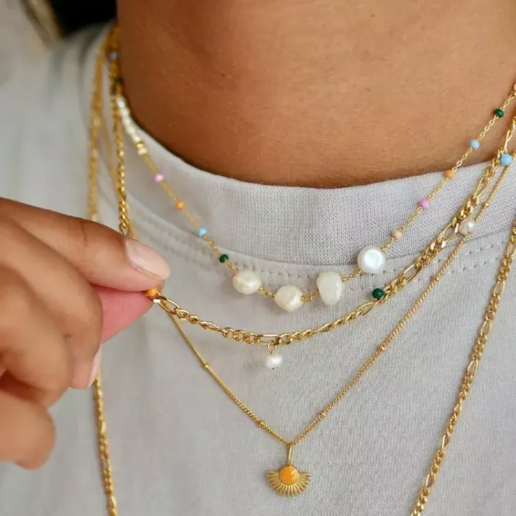 Enamel Lola Perla halsband i förgyllt silver multifärgat emalj