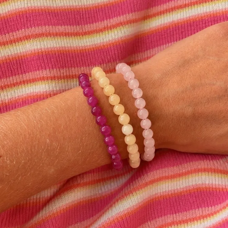 gul jadesten armband i förgyllt stål - AURA