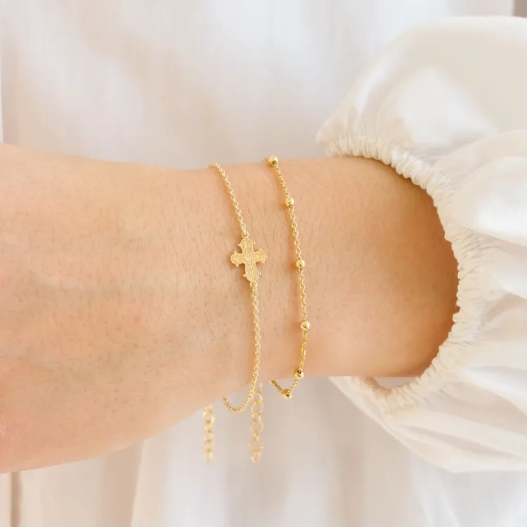 12 x 10,5 mm dagmarkors ankerarmband i förgyllt silver - Amoré