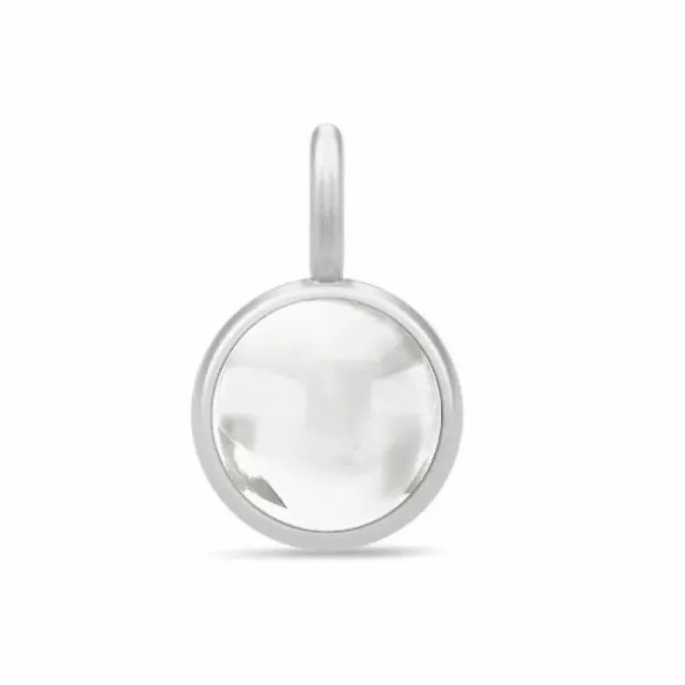 Julie Sandlau Primini runt vit kristal hängen i satinrhodinerat sterlingsilver vit kristal