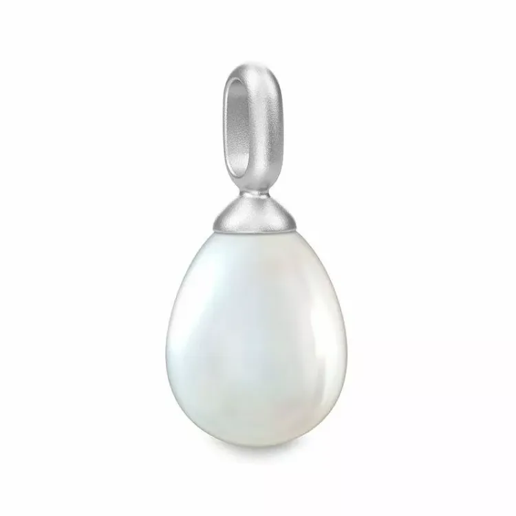 Julie Sandlau Perla oval pärla hängen i satinrhodinerat sterlingsilver