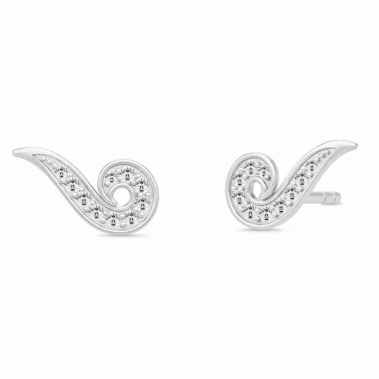 Julie Sandlau Ocean zirkon örhängen i satinrhodinerat sterlingsilver vit zirkon