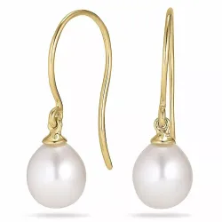 Ovala 7 - 8 mm aaa-graderad sötvattenspärla örhängen i 14 karat guld med