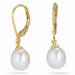 Ovala 7 - 8 mm aaa-graderad sötvattenspärla örhängen i 14 karat guld med