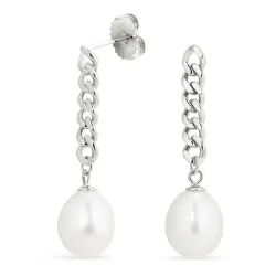 långa pärla kedja örhängen i silver