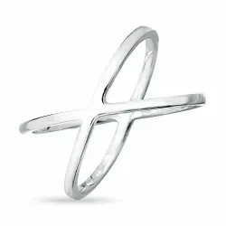 Enkel kryss ring i rhodinerat silver