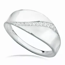 vit zirkon ring i rhodinerat silver