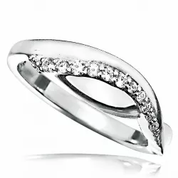 Elegant abstrakt vit zirkon ring i rhodinerat silver
