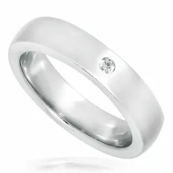 Bred vit zirkon ring i rhodinerat silver