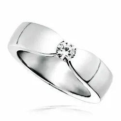 Elegant vit zirkon ring i rhodinerat silver