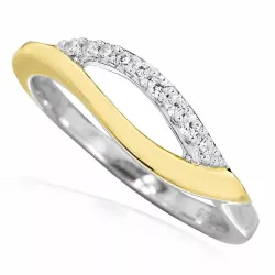 abstrakt zirkon ring i silver med förgyllt silver