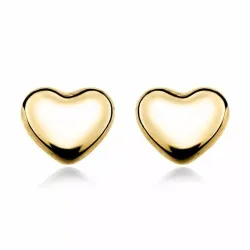 Små hjärta örhängestift i 9 karat guld med
