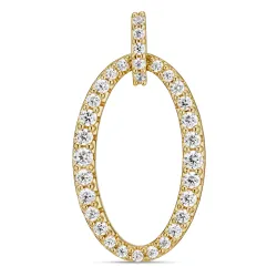 ovalt zirkon hängen i förgyllt silver