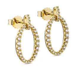 ovala zirkon örhängen i förgyllt silver