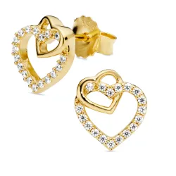 hjärta zirkon örhängen i förgyllt silver