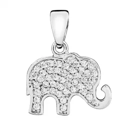 elefant zirkon hängen i rhodinerat silver