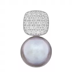 Fyrkantigt pärla hängen i rhodinerat silver