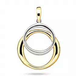 Dubbel cirkel hängen i rhodinerat silver och förgyllt silver