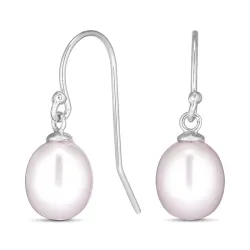 7-7,5 mm pärlörhängen i rhodinerat silver