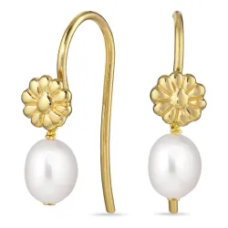 blommor pärla örhängen i förgyllt silver