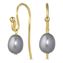 grå pärla örhängen i förgyllt silver