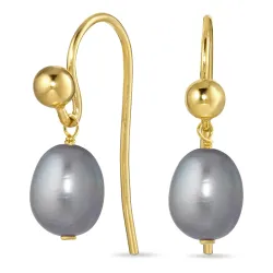 grå pärla örhängen i förgyllt silver