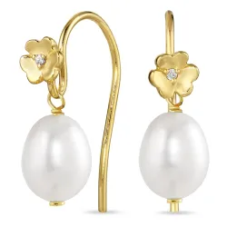 blommor pärla örhängen i förgyllt silver