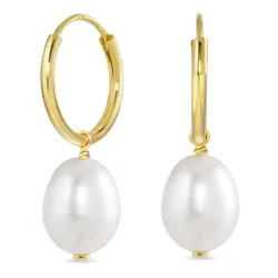 pärla creol i förgyllt silver