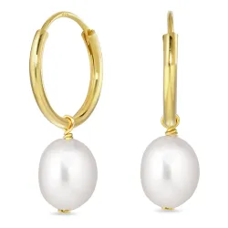 pärla creol i förgyllt silver