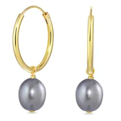 grå pärla örhängen i förgyllt silver