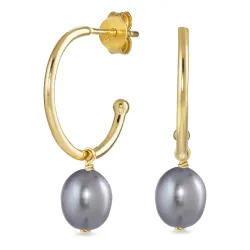 grå pärla halvcreol i förgyllt silver