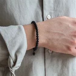 Nordahl andersen svart onyx armband i läder
