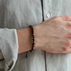 NORDAHL ANDERSEN armband i stål brun tigeröga