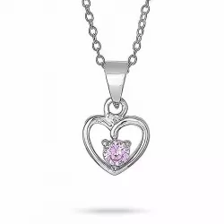 NORDAHL ANDERSEN hjärta halskedja med berlocker i rhodinerat silver rosa zirkon