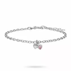 barn NORDAHL ANDERSEN hjärta armband i rhodinerat silver rosa zirkon