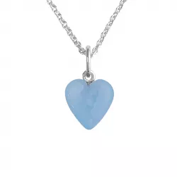 NORDAHL ANDERSEN hjärta blå calcedonit halsband i rhodinerat silver blå calcedonit
