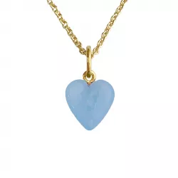 NORDAHL ANDERSEN hjärta halsband i förgyllt silver blå calcedonit