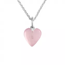 NORDAHL ANDERSEN hjärta halsband i rhodinerat silver rosa calcedonit