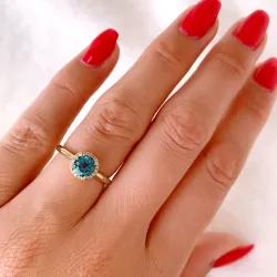 rund topas diamantring i 14  karat guld 1,08 ct 0,08 ct