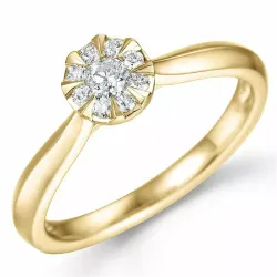 rund diamant ring i 14  karat guld 0,10 ct 0,12 ct