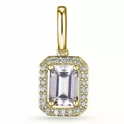 Fyrkantigt morganit diamantberlocker i 14  carat guld 0,78 ct 0,11 ct
