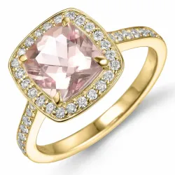 morganit diamantring i 14  karat guld 2,2 ct 0,38 ct