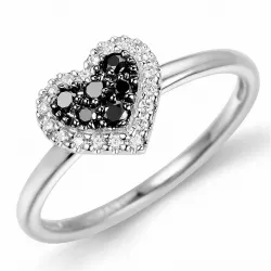 hjärta sort diamant ring i 14  karat vitguld 0,13 ct 0,09 ct