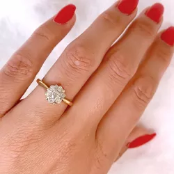 blommor diamant ring i 14  karat guld- och vitguld 0,20 ct 0,20 ct