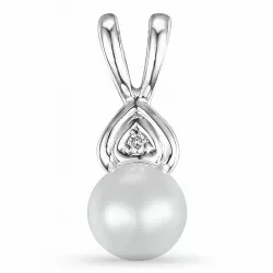 Pärla diamantberlocker i 14  carat vitguld 0,007 ct