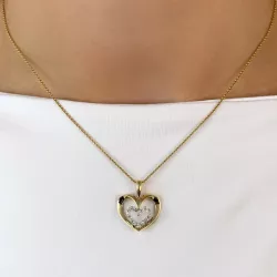 Hjärta diamant hängen i 14  carat guld- och vitguld 0,18 ct